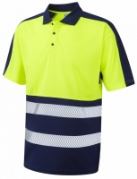 Superior Coolviz Plus High Visibility Yellow/Navy Advanced Polo Shirt